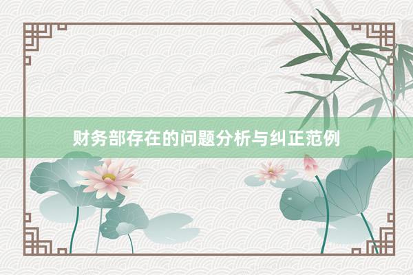 财务部存在的问题分析与纠正范例